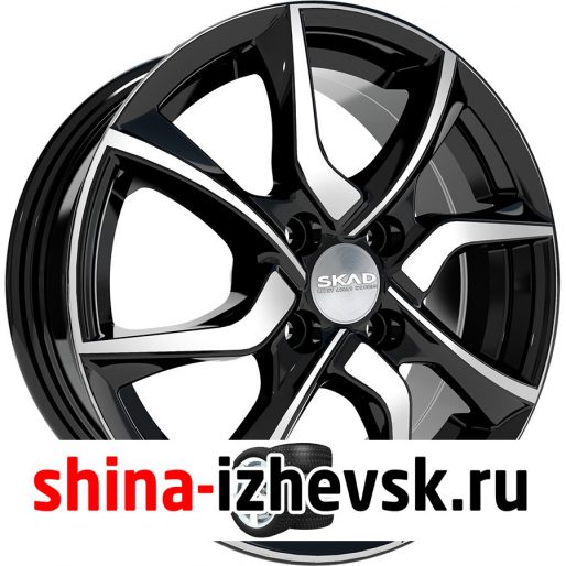 Колесный диск СКАД Тулон 6xR15 4×100 ET48 DIA54.1 черный глянцевый с полированной лицевой поверхностью в Ижевске